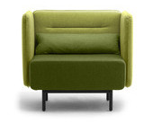 Breiter Sessel mit niedrig gepolsterten Seiten- und Rückenpaneelen · Stahlgestell Schwarz · Bezug Fenice 451 Breiter Sessel mit niedrig gepolsterten Seiten- und Rückenpaneelen · Stahlgestell Schwarz · Bezug Fenice 451